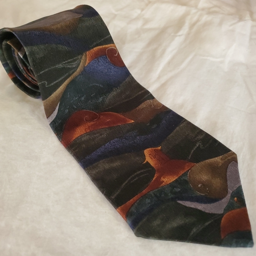 Men's Abstract Pattern Silk Tie in Multicolor